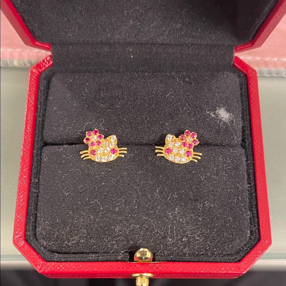 Hello Kitty Gold and Pink Earrings